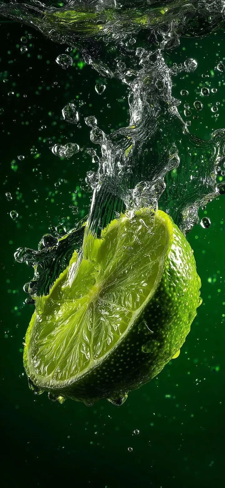 Dynamic Lime Splash in Water – Fresh Citrus Macro Wallpaper - Free HD Photography Wallpaper | Noqis16K