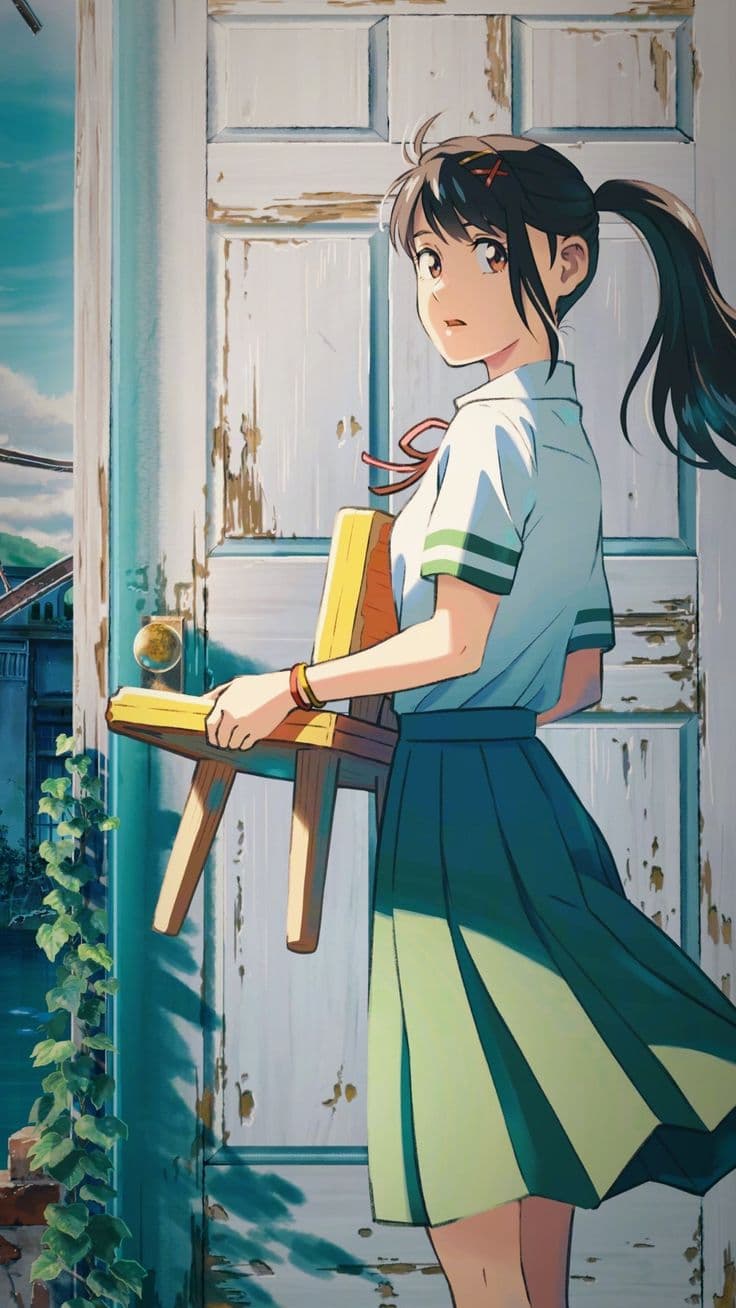 Suzume Iwato Door Scene Wallpaper – Suzume no Tojimari Anime 4K Background - Free HD Anime Wallpaper | Noqis16K