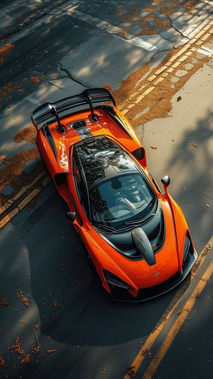 Orange Supercar Top View Wallpaper – Luxury Sports Car 4K Aesthetic - Free HD Cars Wallpaper | Noqis16K