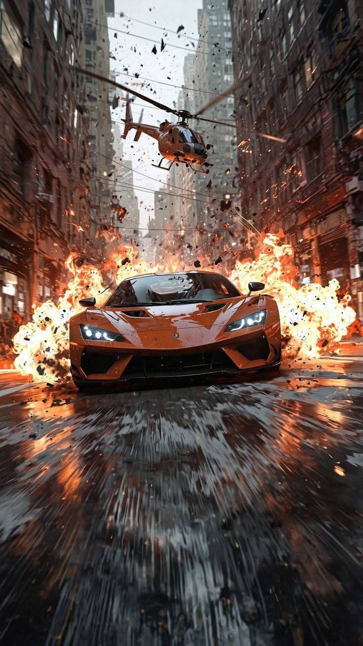 Supercar Explosion Chase Wallpaper – Action Car Scene 4K Ultra HD - Free HD Cars Wallpaper | Noqis16K