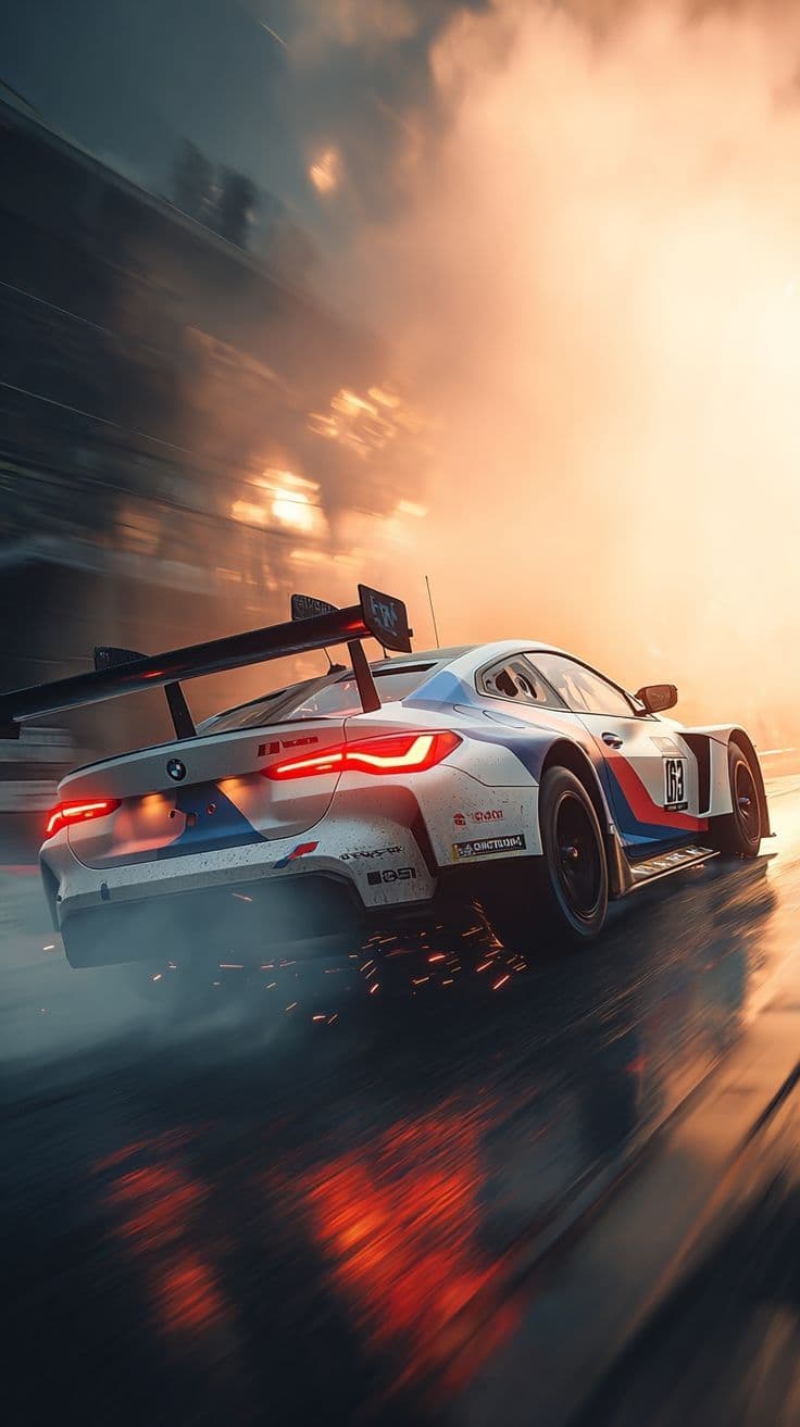 High-Speed Race Car in Fiery Night Scene - Free HD Cars Wallpaper | Noqis16K