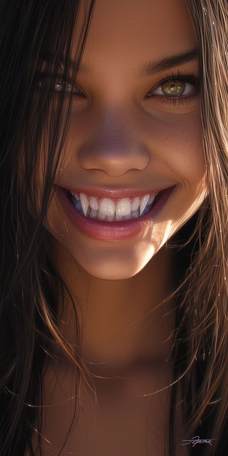 Freckled Girl with Sharp Teeth Aesthetic Smile - Free HD Portrait Wallpaper | Noqis16K